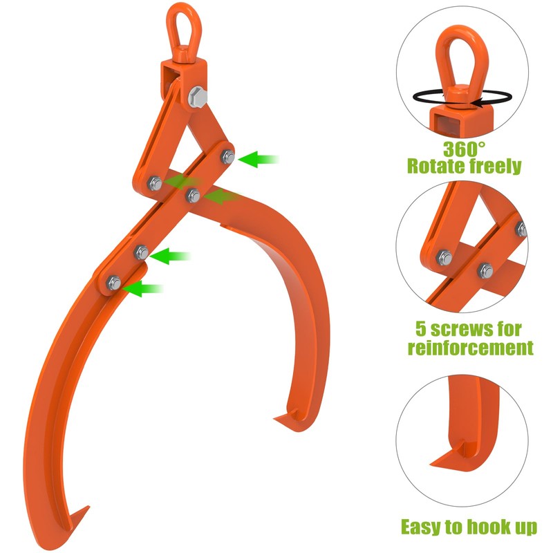Insaga 32'' Log Hook 2/4 Log Tongs for Tractor Heavy