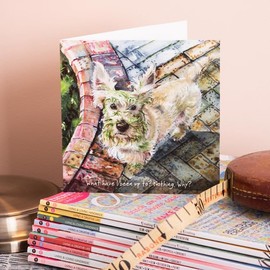 Green Face Scottie Little Dog Laughed Greeting Card Blank Inside Any Occasion SQD172