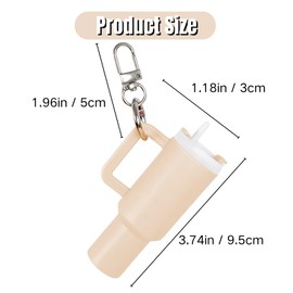 CAMTOVGCA Mini Tumbler Keychain, Mini Cup Keychain for School Bag Key Ring or Lip Balm, Cute Tumbler Keychain, Beige