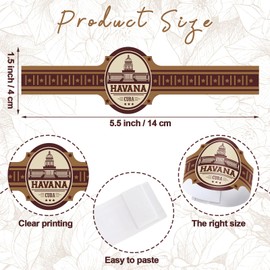 Gandeer Cuban Cigar Wrapper Napkin Rings 48 Pack Tableware Wraps Bands Self Adhesive Paper Napkin Rings Havana Party Supplies Dinner Table Decoration