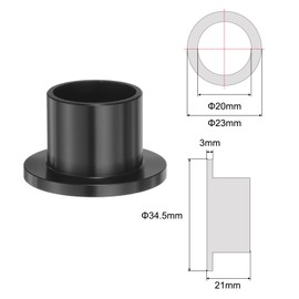 sourcing map 8pcs Flanged Sleeve Bearings Plastic Bushings 20mm Bore x 23mm OD x 21mm Length Black POM Bushings