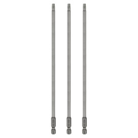 sourcing map 3pcs T25 Torx Head Screwdriver Bit 1/4" Hex Shank 8" (200mm) Long Magnetic No Hole Tip Tamper Proof 6 Point Star Screw Driver Drill Bits S2 Steel Industrial Power Screwdrivers