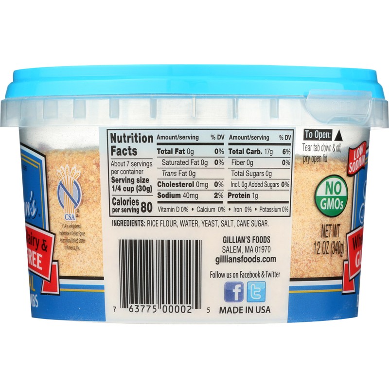 Gillian's, Bread Crumbs Gluten Free, 12 Ounce