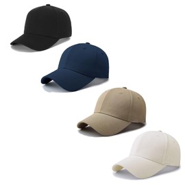 Funshow 4 Pack Classic Baseball Cap Cotton Dad Hat for Men Women