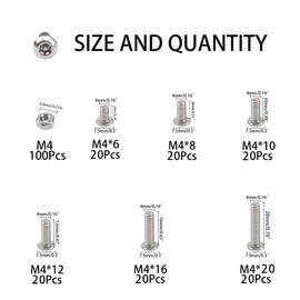 Rrina - Tornillos de seguridad Torx de cabeza de botón de acero inoxidable 304 resistentes a manipulaciones, juego surtido de tornillos con llave (M4)