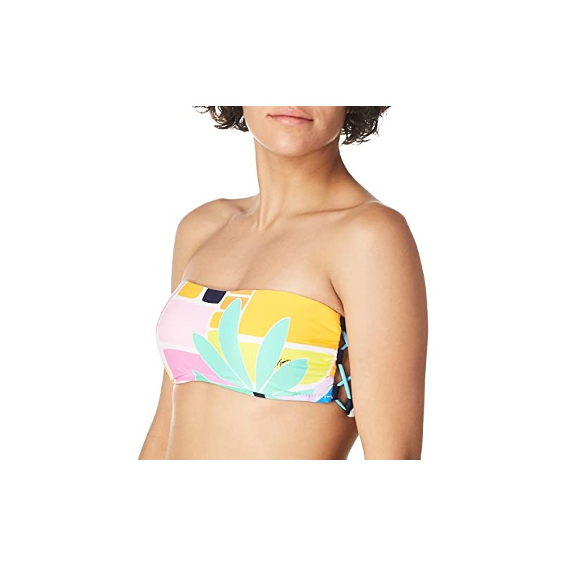 Trina Turk Bandeau Hipster Bikini Parte Superior para Mujer, Naranja/Mosaico
