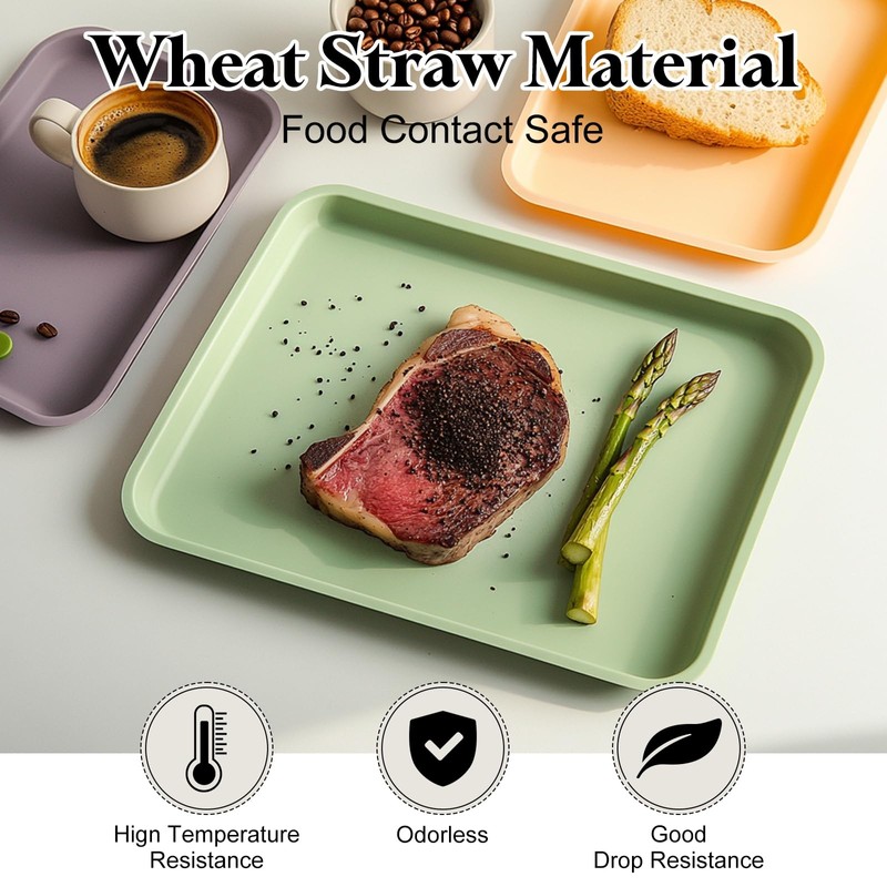 uxcell 4Pcs Plastic Serving Trays, 12.2 x 8.7 Inch Rectangle