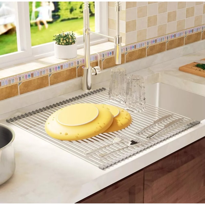 Sun Rise Roll Up Dish Drying Rack Over the Sink