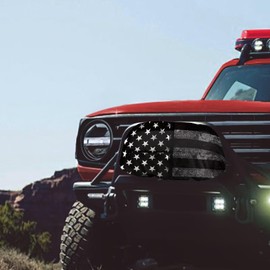 JOAIFO Off-road Vehicle Winch Cover with UV Protection Electric Winches Accessories Easy to Install Black American Flag Car Winch Cover Universal Fit Trucks SUV