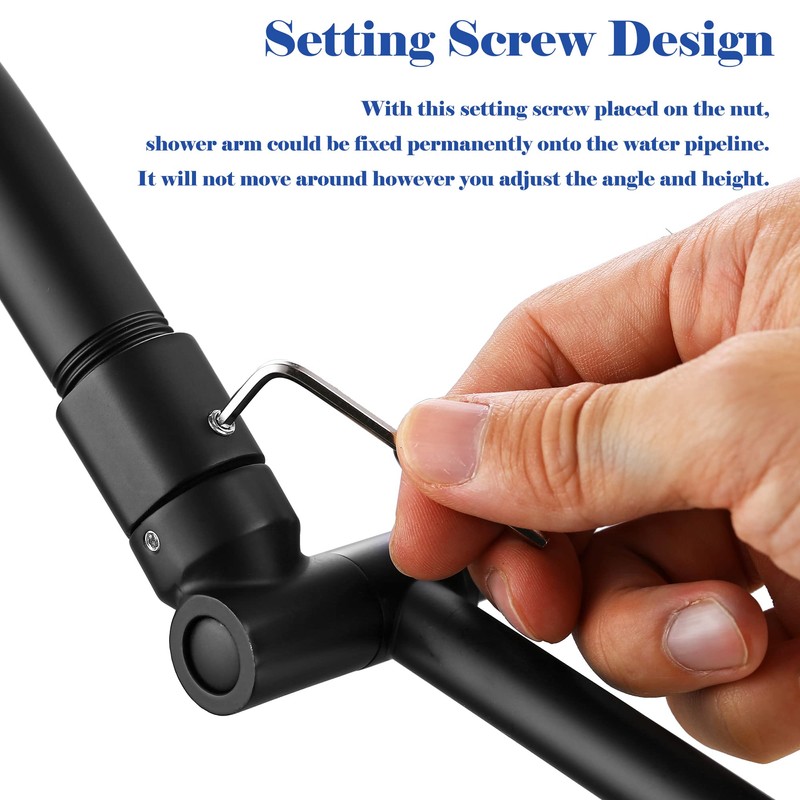 Matte Black Shower Head Extension - 13'' Adjustable Arm for