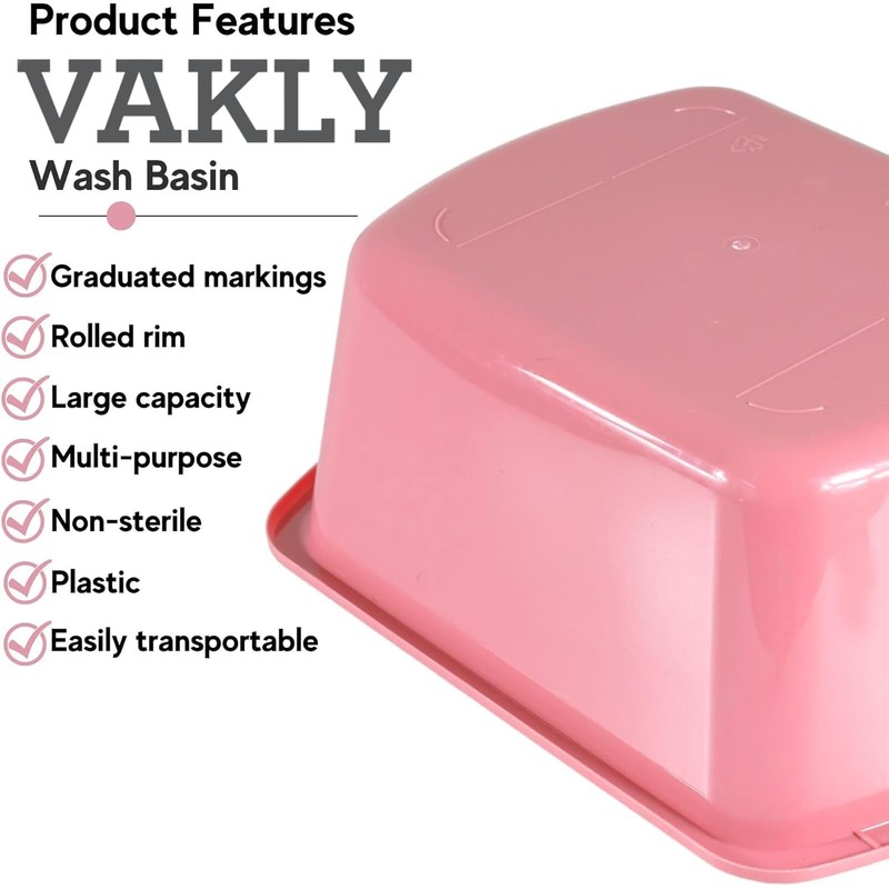 Vakly Wash Basins – Rectangular Plastic Hospital Bedside Soaking Tub