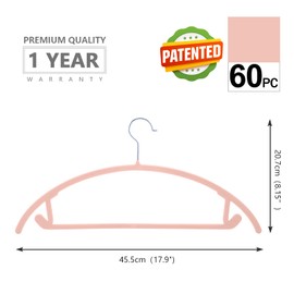 MIZGI Premium Velvet Hangers (Pack of 60) Heavyduty- Non Slip No Shoulder Bump Suit Hangers - Chrome Hooks,Space Saving Clothes Hangers,Rounded Hangers for Coat,Sweater,Jackets,Pants