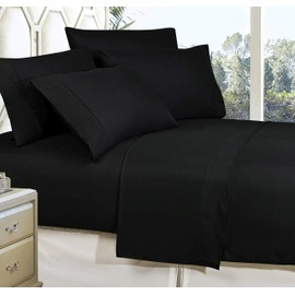 1500 Series ULTRA SILKY SOFT LUXURY 3 pc Sheet set, Deep Pocket Up to 16" - Wrinkle Resistant - All Size and Colors , Twin Black