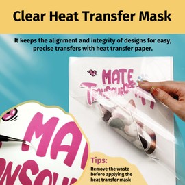 TransOurDream Tru-Heat Transfer Mask for Light T Shirts Transfer Paper (30 Sheets, 8.5"x11") Clear Iron on Transfer Tape for Printable HTV Vinyl (TAPL-30)