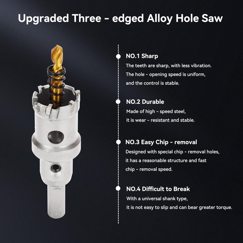 Henvo Hole Saw 1-15/16" (49mm) Heavy Duty Carbide with 2