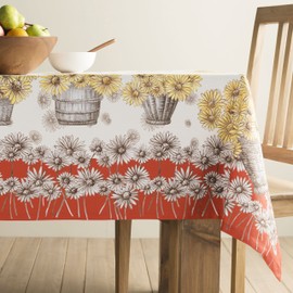 Maison d' Hermine Bagatelle 100% Cotton Tablecloth Kitchen Dining Table Cloth for Rectangle Tables Farmhouse Tabletop Cover for Parties, Wedding Thanksgiving/Christmas (140cm x 230cm)