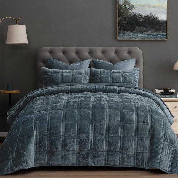 PHF Ultra Soft Velvet Quilt Set Queen Size 90" x