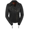 True Element Womens Premium Riveted Asymmetrical Motorcycle Leather Jacket (Black,