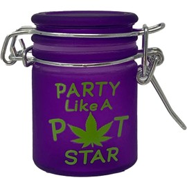 TMI Airtight Glass Herb Mini Storage Jar with Clamping Lid in Choice of Design (Purple)