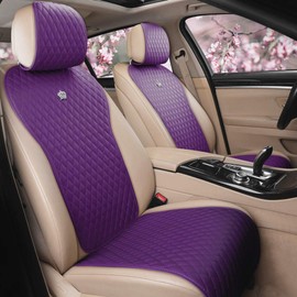 Red Rain Leather Seat Cover Universal Seat Covers with Crown Car Seat Protector Fit Car/Auto/Truck/SUV Purple 2/3 Covered (Purple)