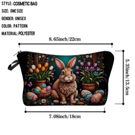 Livel lhood Easter Bunny Makeup Bag Cute Small Organizer Zipper Pouch Easter Egg Bunny Cosmetic Bag Easter Birthday Present for Women Friends-2, hzj0823, Printed Cosmetic Zipper Bag