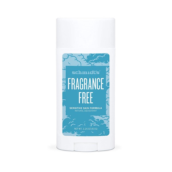 Schmidt's Aluminum Free Sensitive Skin Baking Soda-Free Natural Deodorant for Men and Women, 24 Hour Odor Protection and Freshness Fragrance Free Vegan, Certified Cruelty Free 3.25 oz