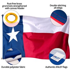 ANLEY Paquete de 2 Fly Breeze Bandera del estado de Texas de 3x5 pies - Color vivo y resistente a la decoloración UV - Encabezado de lona y doble costura - Banderas del estado de Texas Poliéster con arandelas de latón 3 X 5 pies