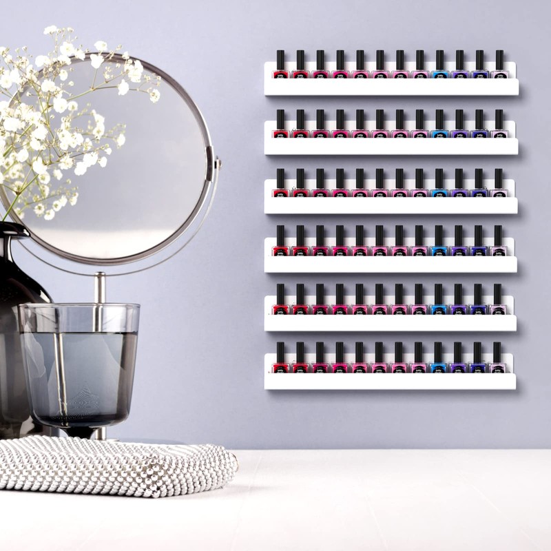FEMELI Nail Polish Wall Rack: 6 Shelves 15 Inch White