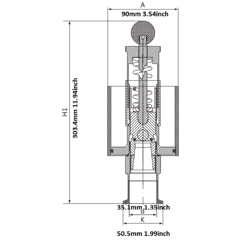 QiiMii 1.5" Tri Clamp Spunding Valve SS304 Stainless Steel Adjustable