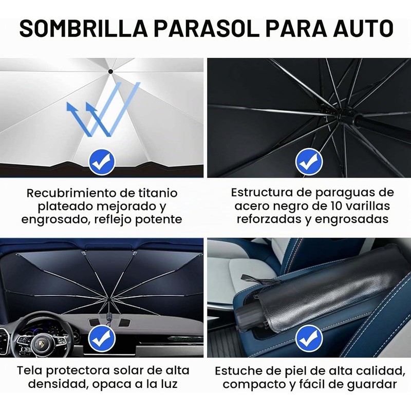 Parasol para Parabrisas de Coche Dokpav Plegable 145x79cm con Protección