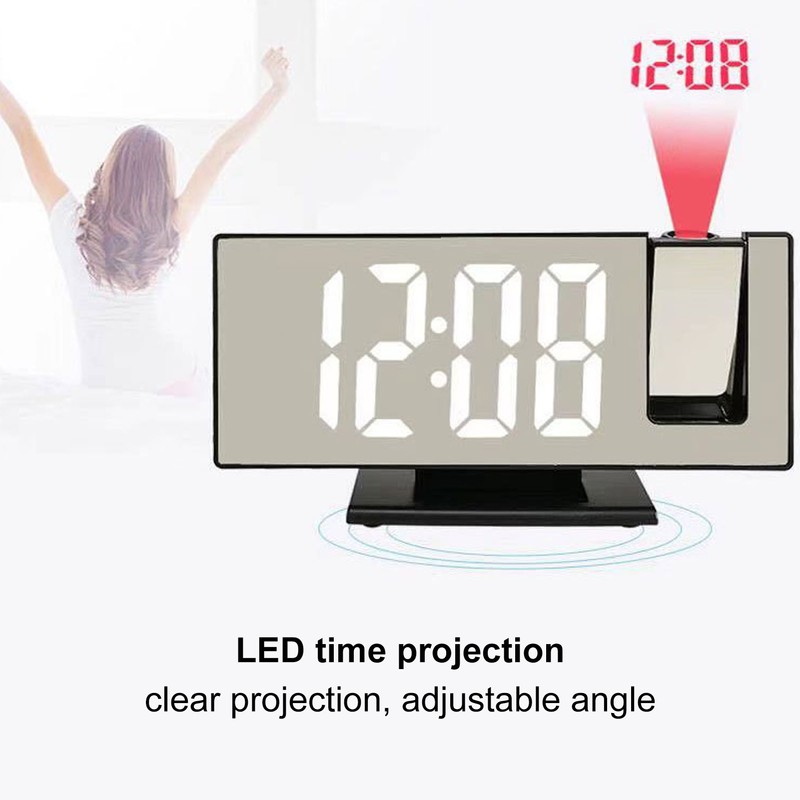 Digital Alarm Clock 180° Rotatable Projection 4 Level Brightness LED