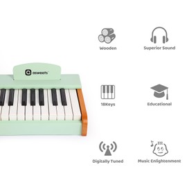 Asweets 18 Keys Piano Keyboard for Kids, Toddler Music Educational Instrument Toy, Wooden Piano for Toddlers Girls & Boys (Green)