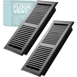2 Pack Contemporary 2x10 Inch Decorative Floor Register Vent with Mesh Cover Trap, Matte Black