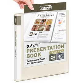 Dunwell Presentation Binder 24-Pocket, Displays 48 Pages, 8.5x11 Portfolio Binder with Plastic Sleeves, Storage and Organizer for Documents, Certificates, Projects, Photos (Ivory)