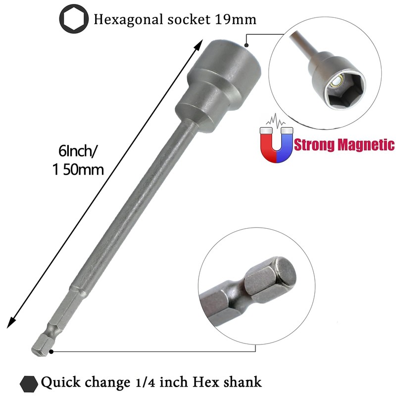 AUPERTO 19mm Caravan Leg Extension Socket, Drill Attachment Jack Extension