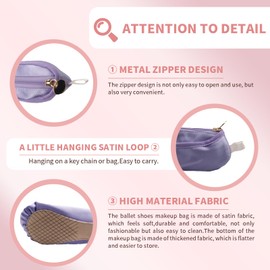 WKLOUYHE Ballet Shoe Makeup Bag Ballet Slipper Pouch Mini Makeup Bag Dancers Gifts Dance Bag for Girls (Purple)
