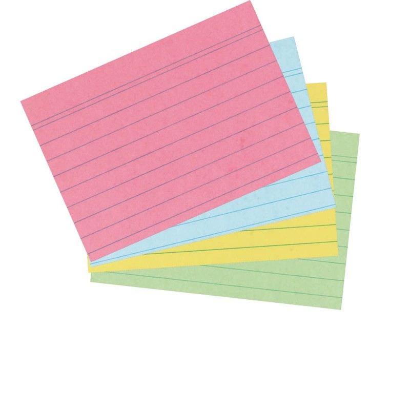 Herlitz 10836245 Index Cards A7 Ruled Assorted Colours Pack of