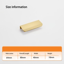 JNRFTY 10 Pack Cabinet Pulls Hidden Drawer Pulls Handle Aluminum Drawer Handles Cabinet Door Handles Pull for Home Kitchen Door Drawer Cabinet (Gold,80mm Total Length)