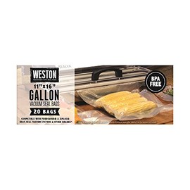 Weston 42 Count Gallon Size, 11" x 16" Vacuum Sealer Bags for Food, BPA-Free, for Meal Prep and Sous Vide, Microwave Safe (30-0108-W), Qty 11x16, Transparent