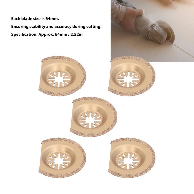 5Pcs Oscillating Saw Blade Semicircle 64mm Multitool Blade Carbide for