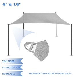 E&K Sunrise 4' x 16' Sun Shade Sail Rectangle Canopy Shade Cover with A Ring Steel Cable Wire UV Block for Pergola Patio Backyard Garden Deck Outdoor (Light Gray)