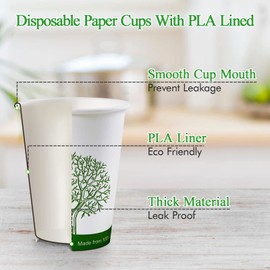 ECOLipak [210 Pack] 16 oz Compostable Cups, Biodegradable Disposable Paper Cups with PLA Lined, Eco-friendly Paper Coffee Cups for Party, Picnic,Travel,and Events