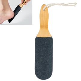 Zittop Wood Foot File Massage Scrub with Handle for Dead Skin Removal - Heel Scraper for Feet, Hands, and Body- Can Be Used On Both Wet and Dry, Foot Filer for Use in Shower (Black)