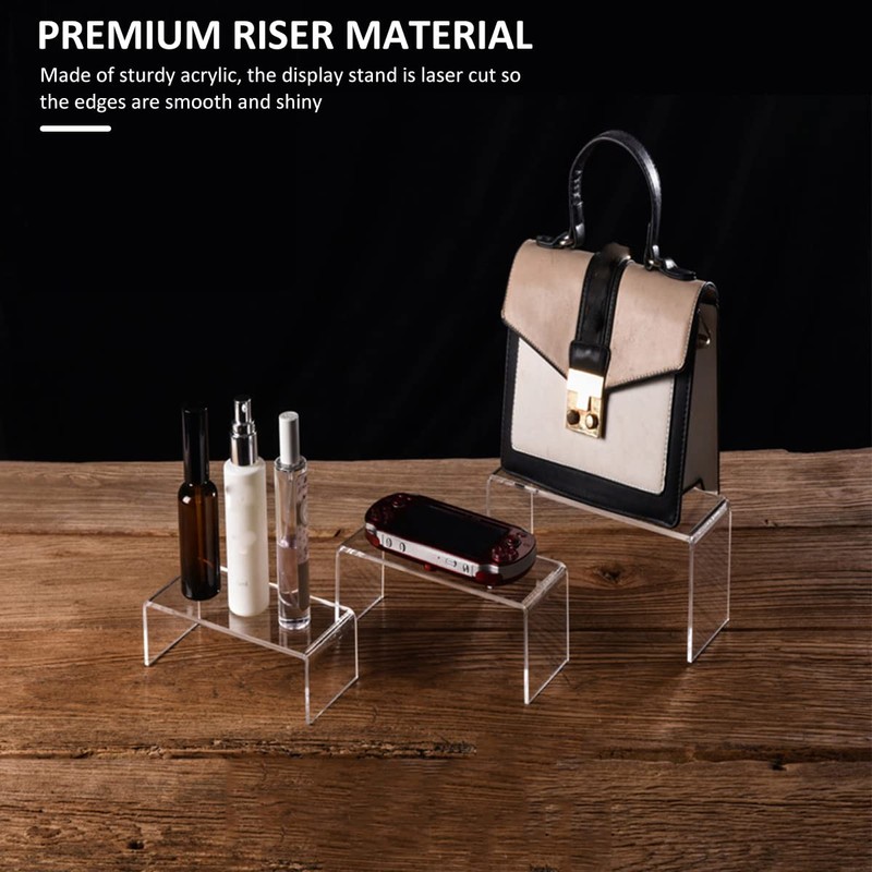 LAINIUTE Acrylic Display Risers, U Shape Transparent Display Stand, Lightweight