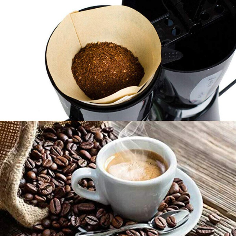 100Pcs Coffee Filter Paper Natural Unbleached Original Wooden Drip Paper