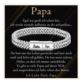 PDTU Gifts for Dad, Stainless Steel Bracelet with Engraving for Dad, Best Dad Bracelet, Gift for Dad, Bonus, Daddy to Become Dad for Father's Day, Birthday, Retirement, Christmas, Stainless Steel, No