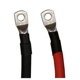 1/0 AWG Gauge Red + Black Pure Copper Battery Inverter Cables Solar, RV, Car, Boat 18 in 5/16 in Lugs