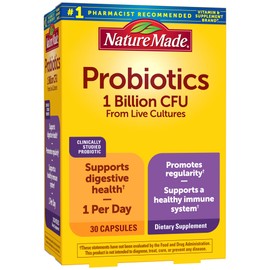 Nature Made Probiotic Capsules 1 Billion CFU from Live Cultures, Probiotics for Women and Men for Immune & Digestive Support, 30 Capsules, 30 Day Supply