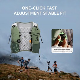 KAILAS FUGA AIR 8 Ⅳ Running Hydration Vest Hydration Pack Lightweight with Two TPU Water Bladders for Women Men Trail Cycling Hiking Tamashii Green L