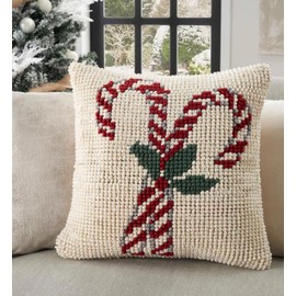 Mina Victory Holiday Throw Pillow 22" x 22", (Candy Cane)